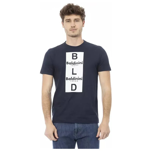 Baldinini Trend Blue Cotton Men T-Shirt Baldinini Trend Gray