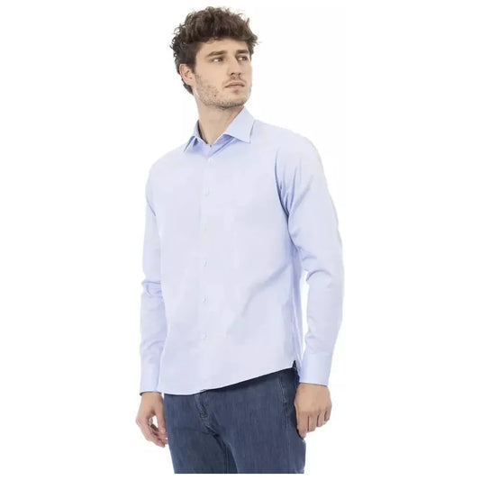 Baldinini Trend Light Blue Cotton Men Shirt Baldinini Trend Light Gray