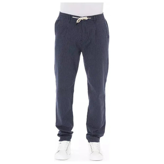 Baldinini Trend Blue Cotton Men Chino Trouser Baldinini Trend Dark Slate Gray