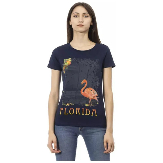 Trussardi Action Blue Cotton Women T-Shirt Trussardi Action Dark Slate Gray