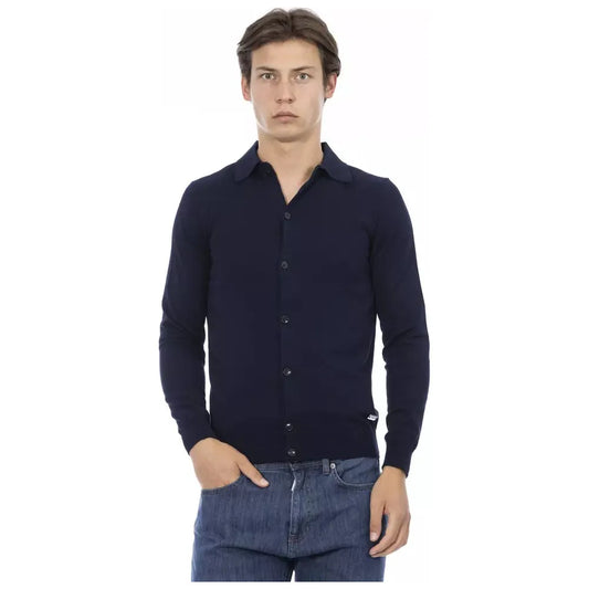 Baldinini Trend Blue Cotton Men Shirt Baldinini Trend Dark Slate Gray