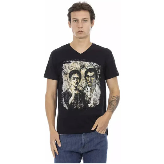 Trussardi Action Black Cotton Men T-Shirt Trussardi Action Tan