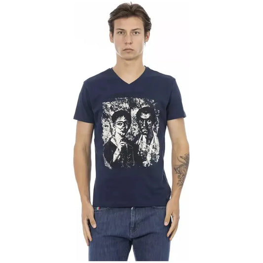 Trussardi Action Blue Cotton Men T-Shirt Trussardi Action Dark Slate Gray