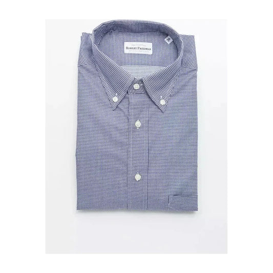 Robert Friedman Blue Cotton Men Shirt Robert Friedman Dim Gray
