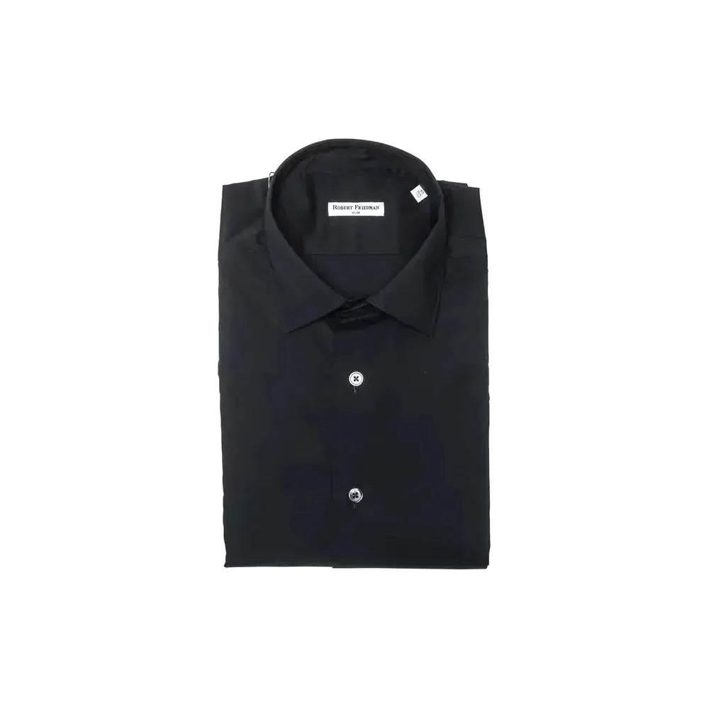 Robert Friedman Black Cotton Men Shirt 1728,67345744032,Black,Clothing,Dress Shirts - Shirts - Clothing,L,M,Men,Men - Clothing,New with tags,Robert Friedman,Shirts - Clothing,Shirts - Men - Clothing,XL,XXL