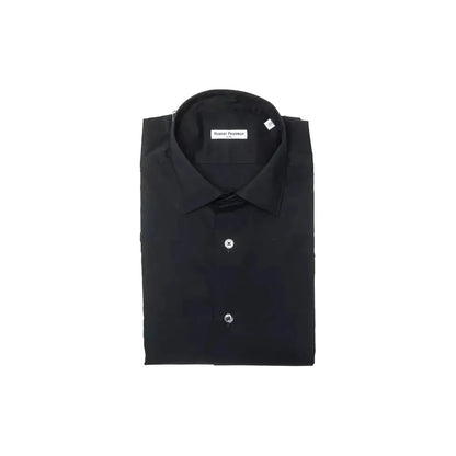 Robert Friedman Black Cotton Men Shirt 1728,67345744032,Black,Clothing,Dress Shirts - Shirts - Clothing,L,M,Men,Men - Clothing,New with tags,Robert Friedman,Shirts - Clothing,Shirts - Men - Clothing,XL,XXL