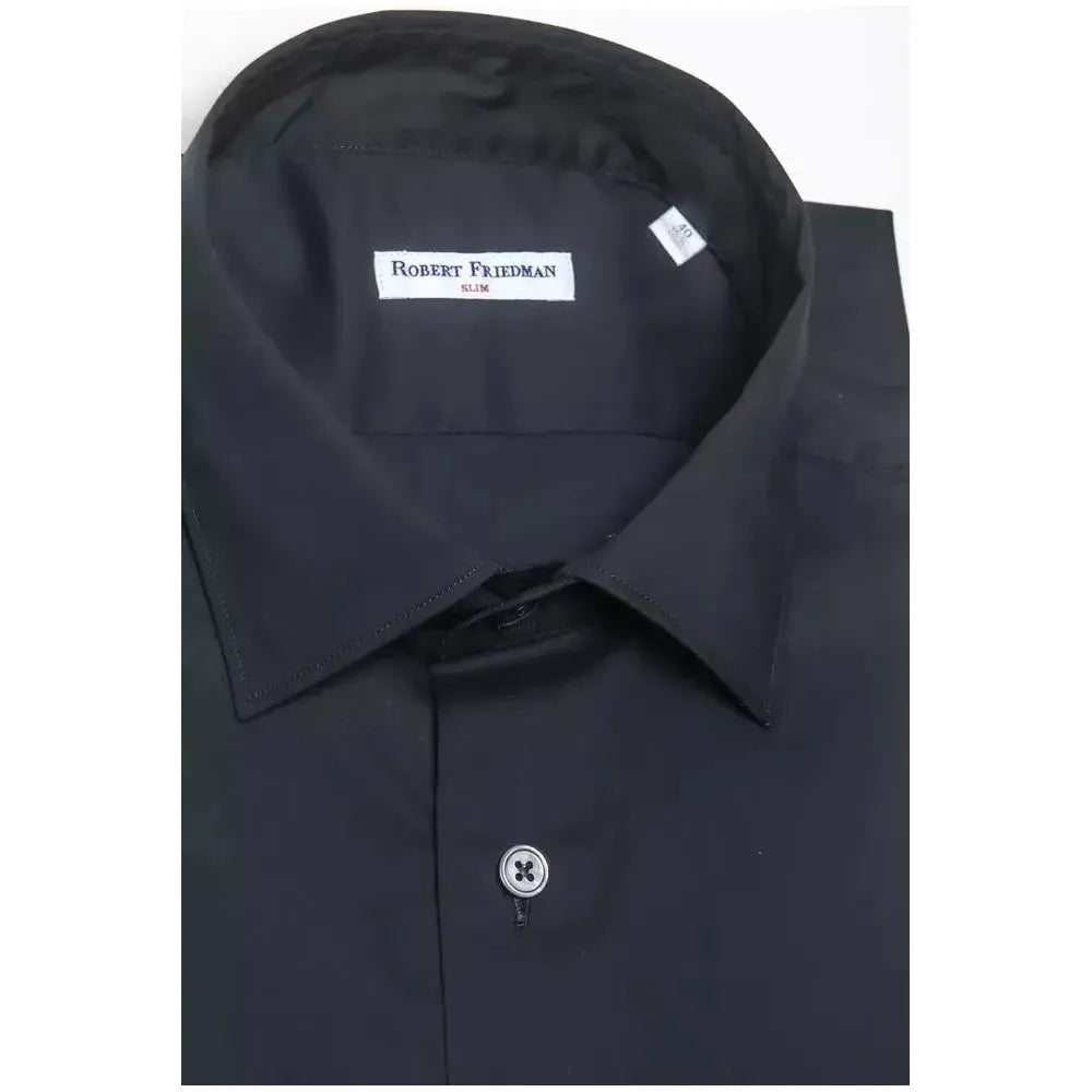 Robert Friedman Black Cotton Men Shirt 1728,67345744032,Black,Clothing,Dress Shirts - Shirts - Clothing,L,M,Men,Men - Clothing,New with tags,Robert Friedman,Shirts - Clothing,Shirts - Men - Clothing,XL,XXL