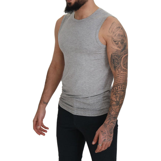 Ermanno Scervino Chic Gray Sleeveless Crewneck Tee Ermanno Scervino Slate Gray