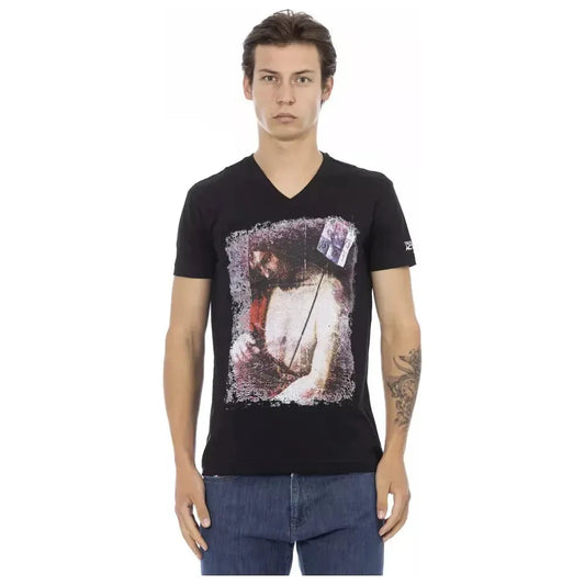 Trussardi Action Black Cotton Men T-Shirt Trussardi Action Tan