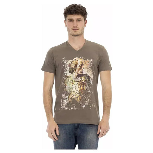 Trussardi Action Brown Cotton Men T-Shirt Trussardi Action Dim Gray