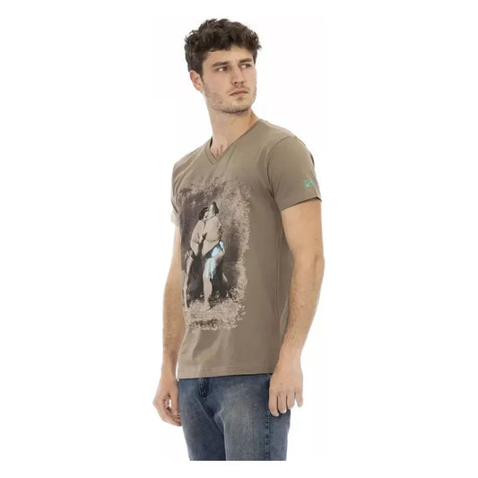 Trussardi Action Brown Cotton Men's T-Shirt Trussardi Action Dim Gray