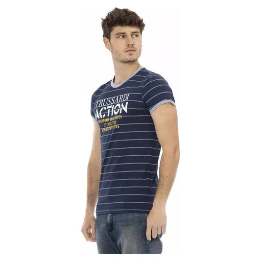 Trussardi Action Blue Cotton Men T-Shirt Trussardi Action Dark Slate Gray