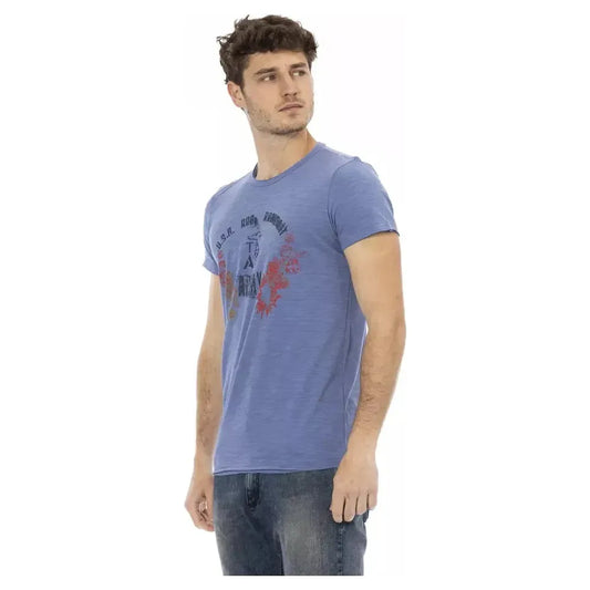 Trussardi Action Blue Cotton Men T-Shirt Trussardi Action Slate Gray