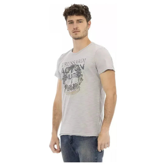 Trussardi Action "Gray Cotton Men T-Shirt" Trussardi Action Gray
