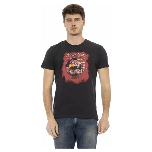 Trussardi Action Black Cotton Men T-Shirt Trussardi Action Tan