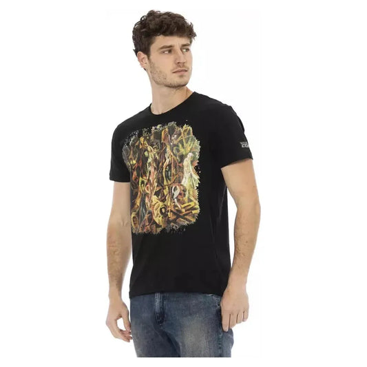 Trussardi Action Black Cotton Men T-Shirt Trussardi Action Tan