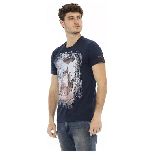 Trussardi Action Blue Cotton Men T-Shirt Trussardi Action Tan