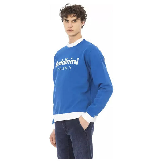 Baldinini Trend Blue Cotton Men's Sweater Baldinini Trend Steel Blue