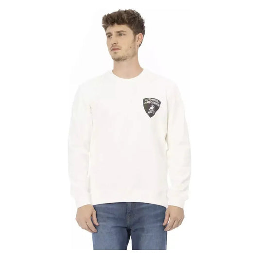 Automobili Lamborghini White Cotton Men Sweater Automobili Lamborghini Dim Gray