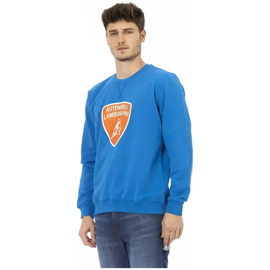 Automobili Lamborghini Blue Cotton Men Sweater Automobili Lamborghini Steel Blue