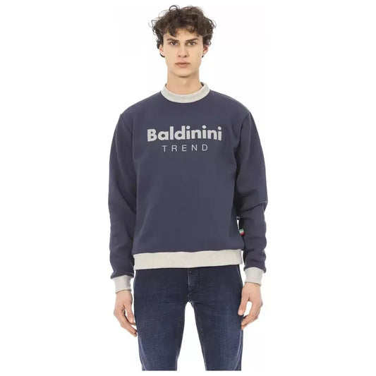 Baldinini Trend Blue Cotton Men Sweater Baldinini Trend Dark Slate Gray