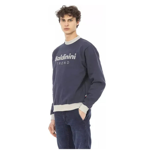 Baldinini Trend Blue Cotton Men Sweater Baldinini Trend Dark Slate Gray