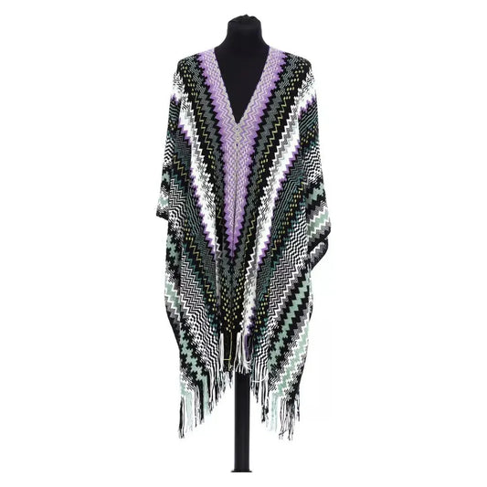 Missoni Multicolor Wool Women Poncho Missoni Light Gray