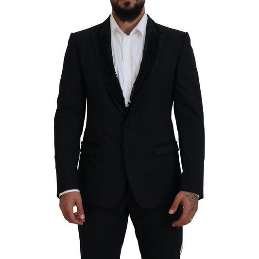 Dolce & Gabbana Elegant Black Silk-Lined Evening Blazer Dolce & Gabbana Black