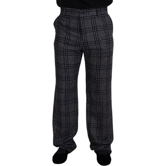 Dolce & Gabbana Elegant Gray Checkered Alpaca Blend Pants Dolce & Gabbana Black