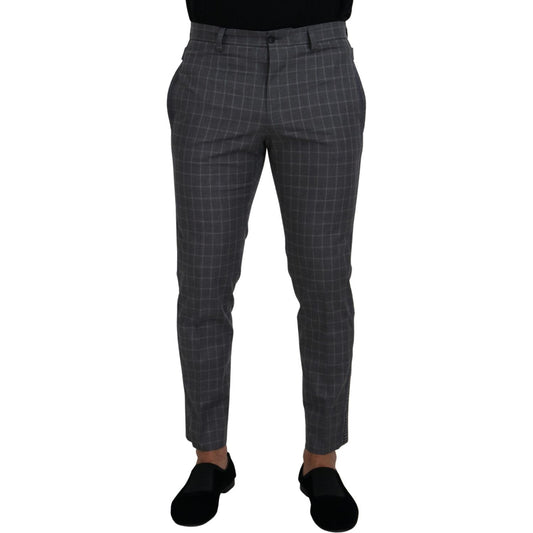 Dolce & Gabbana Elegant Checkered Cotton Pants for Men Dolce & Gabbana Dark Slate Gray