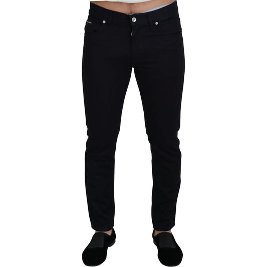 Dolce & Gabbana Elegant Black Silk Blend Denim Pants Dolce & Gabbana Black