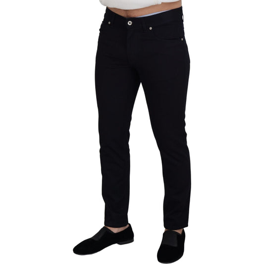 Dolce & Gabbana Elegant Black Silk Blend Denim Pants Dolce & Gabbana Black