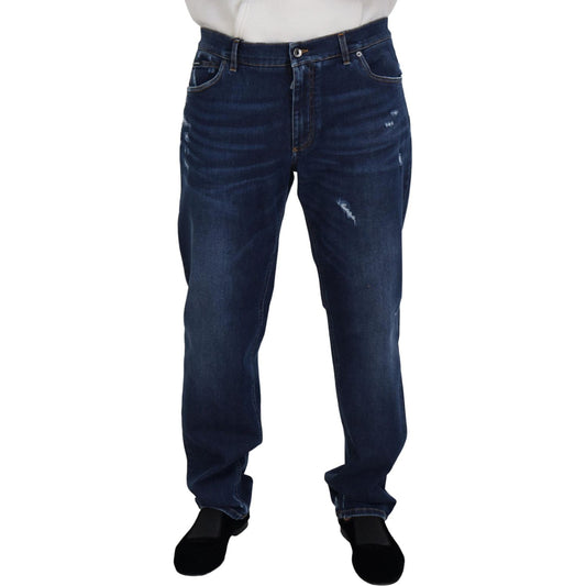 Dolce & Gabbana Elegant Blue Washed Denim Pants Dolce & Gabbana Dark Slate Gray