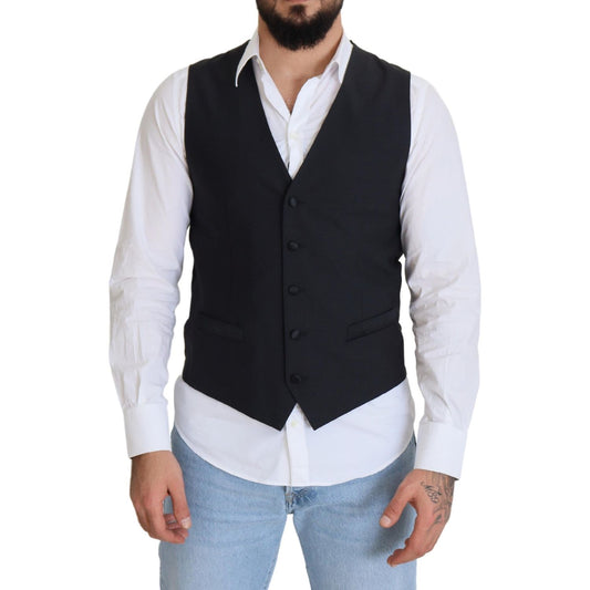 Dolce & Gabbana Elegant Black Single Breasted Dress Vest Dolce & Gabbana Black