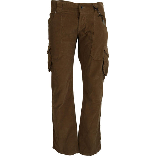Ermanno Scervino Chic Brown Corduroy Cargo Pants Ermanno Scervino Dark Olive Green
