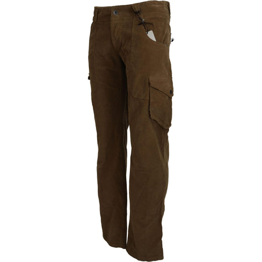 Ermanno Scervino Chic Brown Corduroy Cargo Pants Ermanno Scervino Dark Slate Gray