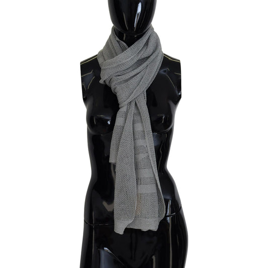 John Galliano Elegant Gray Knitted Designer Scarf John Galliano Black