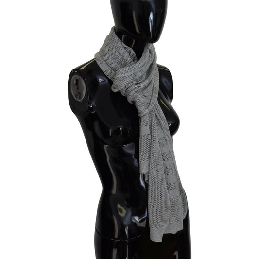 John Galliano Elegant Gray Knitted Designer Scarf John Galliano Black