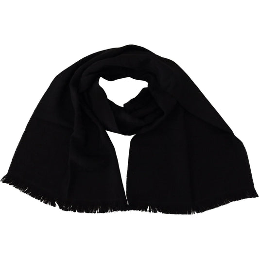 GF Ferre Elegant Wool Scarf with Fringes GF Ferre Black