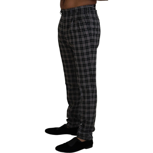 BENCIVENGA Elegant Gray Checked Gentleman's Chinos BENCIVENGA Black