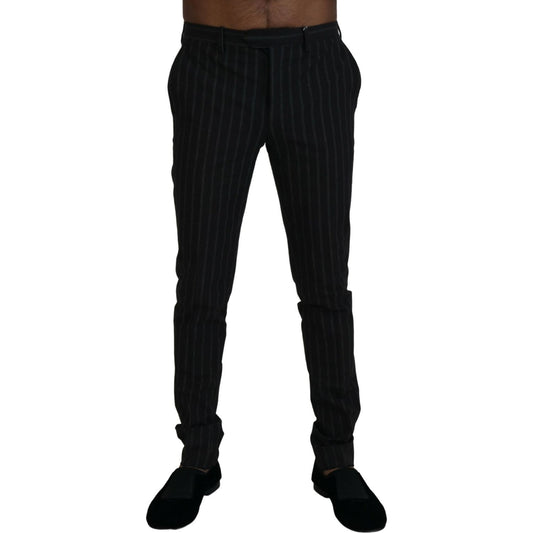 BENCIVENGA Elegant Striped Viscose Dress Pants for Men BENCIVENGA Black