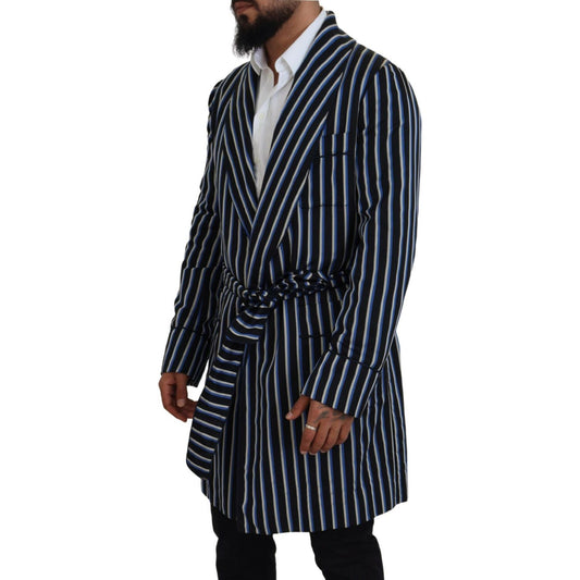 Dolce & Gabbana Elegant Striped Silk Blend Robe Dolce & Gabbana Black