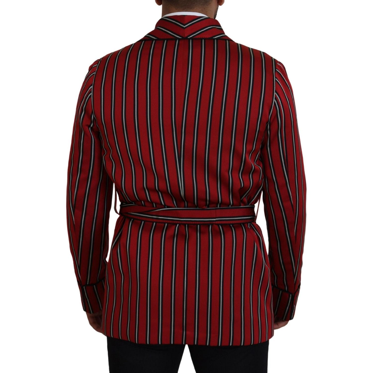 Dolce & Gabbana Red Striped Martini Printed Lining Robe