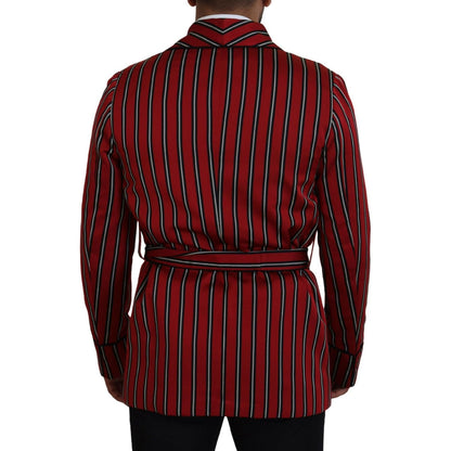 Dolce & Gabbana Red Striped Martini Printed Lining Robe