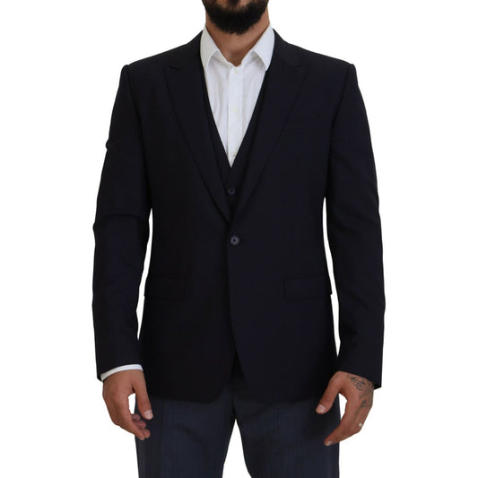 Dolce & Gabbana Elegant Navy Wool Blend Martini Blazer Dolce & Gabbana Black
