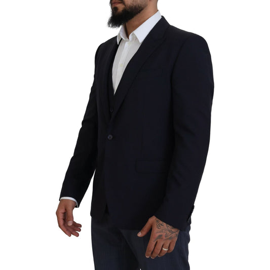 Dolce & Gabbana Elegant Navy Wool Blend Martini Blazer Dolce & Gabbana Black