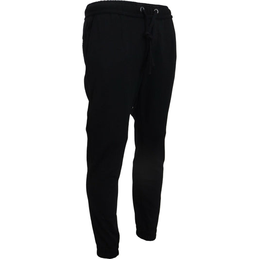 Dolce & Gabbana Sleek Black Wool-Blend Sweatpants Dolce & Gabbana Black