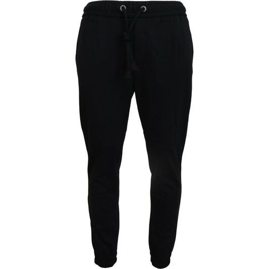 Dolce & Gabbana Sleek Black Wool-Blend Sweatpants Dolce & Gabbana Black