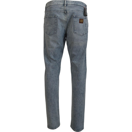 Dolce & Gabbana Elegant Slim-Fit Light Blue Denim Pants Dolce & Gabbana Dim Gray