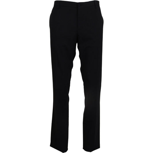 Dolce & Gabbana Elegant Slim Fit Wool Blend Trousers Dolce & Gabbana Black